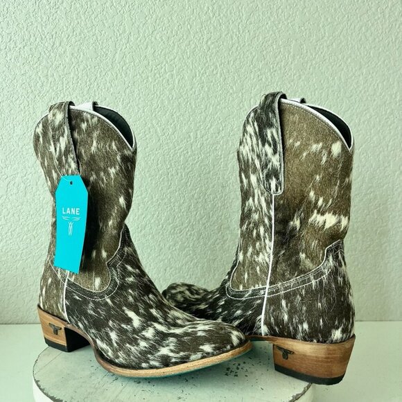 Lane Plain Jane COWPOKE Womens Cowhide Boots 9.5 Cowboy Western Cowgirl Bootie - Picture 12 of 12